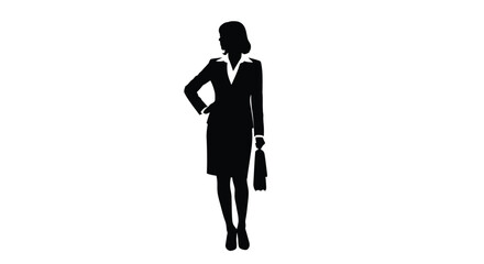 Silhouette of a businesswoman standing with a briefcase in hand