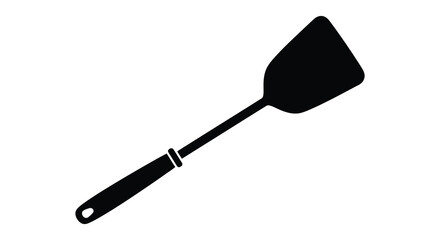 A simple black silhouette depicts a kitchen spatula a common tool used for flipping and stirring food