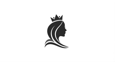 Fototapeta premium Sophisticated profile of a queen with a crown, embodying regal elegance, feminine strength, and timeless nobility in a minimalist graphic design