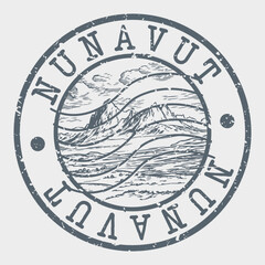 Stamp of the Canadian region of Nunavut with a mountain scenery.