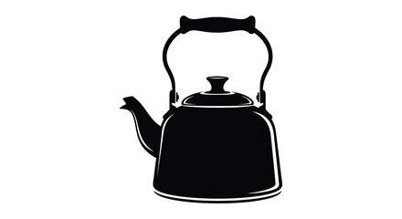 Obraz premium A stark black and white illustration depicts a vintage metal teapot with a curved handle and spout high quality professional