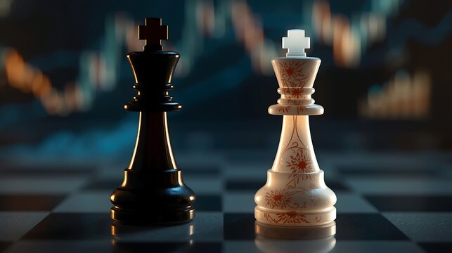 Dramatic Chess Endgame with Black and White Kings