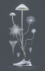 Athletes foot. Shoe hygiene Elegant footwear highlighting light fungus theme combined with tender editorial