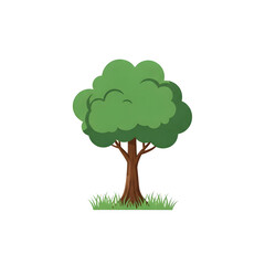 Green tree silhouette with grass isolated
