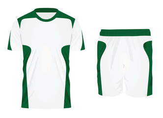 White and green t shirt and shorts. vector illustration
