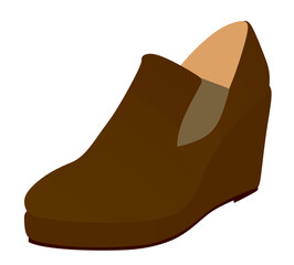Brown platform shoe. vector illustration