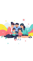 Fototapeta premium Joyful Family Capturing Memories Together with a Vintage Camera