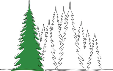 Obraz premium Evergreen Forest Landscape with Pine Trees
