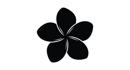 A stark black and white illustration depicts a single plumeria flower showcasing its five rounded petals high quality © njhasan