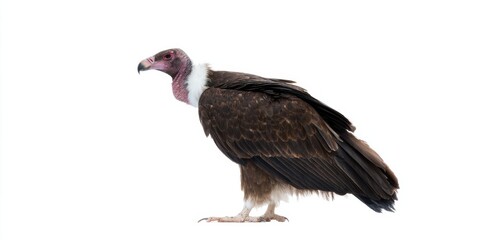 Obraz premium Side view of a white-backed vulture on white background