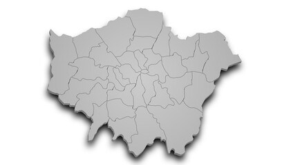 Obraz premium London Map. 3d Map of London borough with color. capital of England, UK, United Kingdom