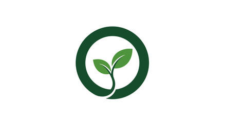 Fototapeta premium Minimalist Green Leaf Logo: Sustainable Growth and Environmental Awareness Concept