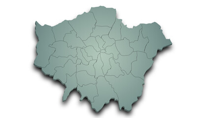 Fototapeta premium London Map. 3d Map of London borough with color. capital of England, UK, United Kingdom