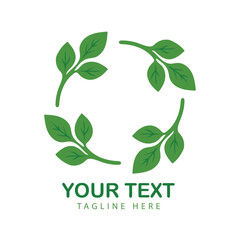 Green Nature Leaf Circle Logo for Eco Sustainability and Environment Vector
