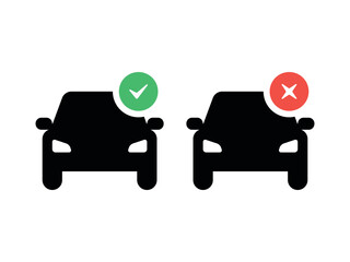 Car check mark icon set. Vector illustration