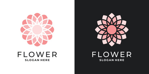Geometric lotus mandala flower logo design