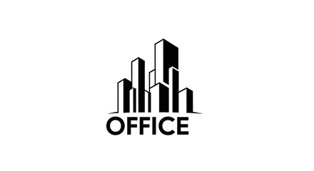 Fototapeta premium Minimalist Office Building Logo Concept for Business Branding and Real Estate Design
