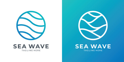 Ocean wave logo with flowing line