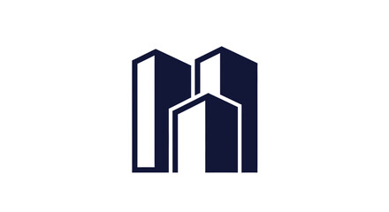 Minimalist Urban Architecture Emblem Representing City Skyline Buildings with Geometric Shapes