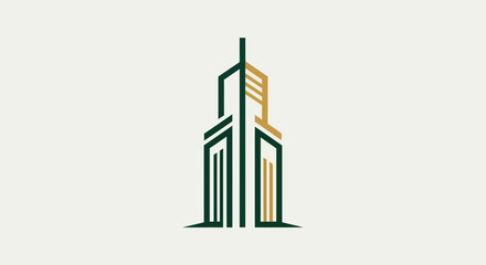 Obraz premium Minimalistic Skyscraper Icon Depicting Modern Architectural Design on White Background