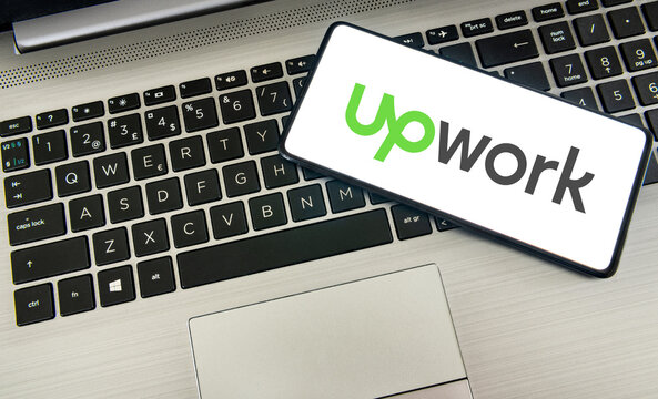 Upwork logo on a smartphone screen. Link&ouml;ping, &Ouml;sterg&ouml;tland, Sweden. 02-12-2026