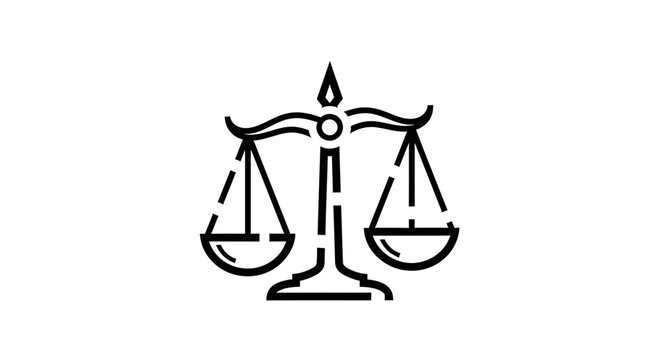 Minimalistic Scale of Justice Illustration on White Background Representing Fairness and Law