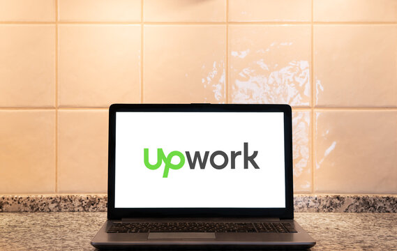 Upwork logo on a laptop screen. Link&ouml;ping, &Ouml;sterg&ouml;tland, Sweden. 02-12-2026
