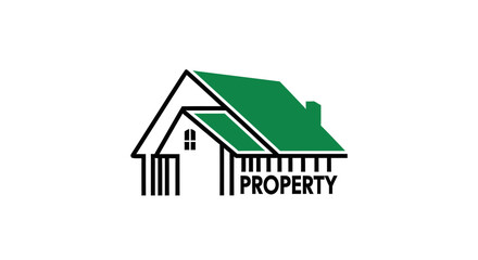 Fototapeta premium Modern Abstract Property Logo Design Depicting Housing, Residence with Green Roof
