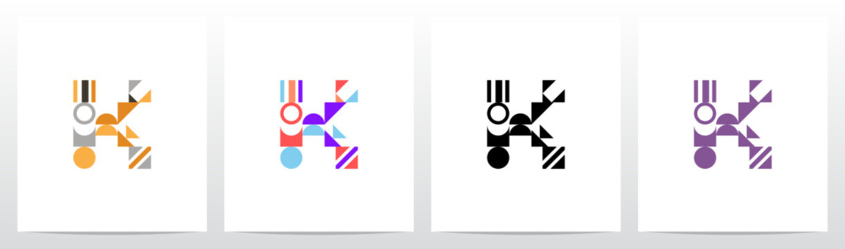 Geometric Shape Combination Mosaic Tiling Composition Letter Initial Logo Design K
