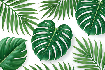 Tropical leaves on white background