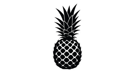 A striking black and white silhouette depicts a ripe pineapple showcasing its textured skin and spiky crown high quality professional © MIRAJ02