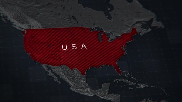 Animated map of the United States. Detailed 4K animation for news, business, education projects.