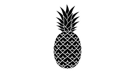 A striking black and white silhouette depicts a full pineapple with detailed textured skin and a crown © Kuntol02
