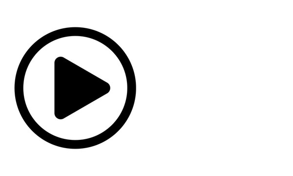 Play Button Icon Black And White Circle Media Control Symbol isolated on transparent background