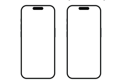Smartphone Mockup Front View Blank and white Screen isolated on transparent background