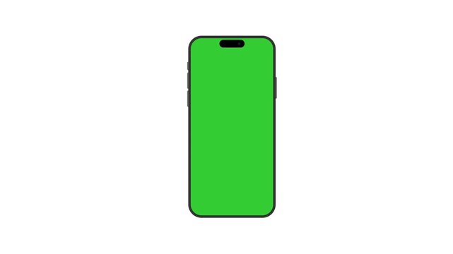 Smartphone Animated Mockup With Green Screen For Showcase App Or Promo Presentations, Isolated On White Background