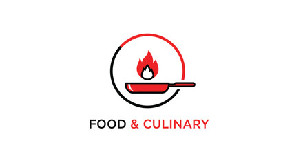 Obraz premium Modern Culinary Design Featuring a Frying Pan with Flames and Minimalist Styling