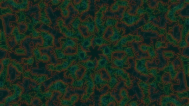 Abstract fractal radial organic pattern with intricate textured details in deep emerald green and dark brown hues, creating a mesmerizing and complex visual tapestry. Abstract