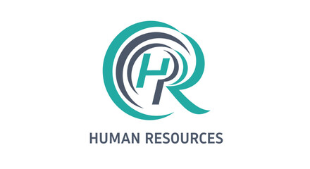 Modern Human Resources Logo Design with Turquoise and Dark Gray Elements
