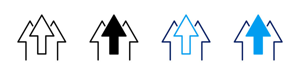 A collection of four different sets of upward pointing arrows representing growth and progress.