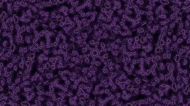 Intricate purple bio-luminescent cellular structures with glowing outlines, abstract organic texture resembling microbial growth or neural network, high detail macro view Abstract