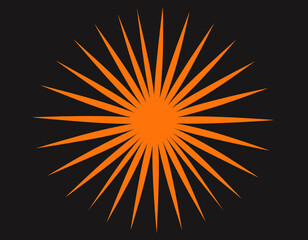 Fototapeta premium Radiant Starburst Design In Bold Orange On Stark Black Background For Modern Art