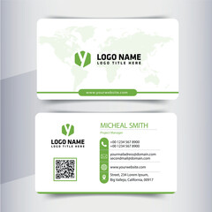 Eco friendly corporate business card template design with clean vector layout style,