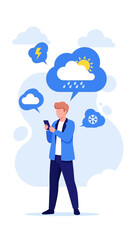 Modern Weather Forecast App Technology On Smartphone Device Usage