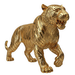 Fototapeta premium Intricate golden tiger sculpture