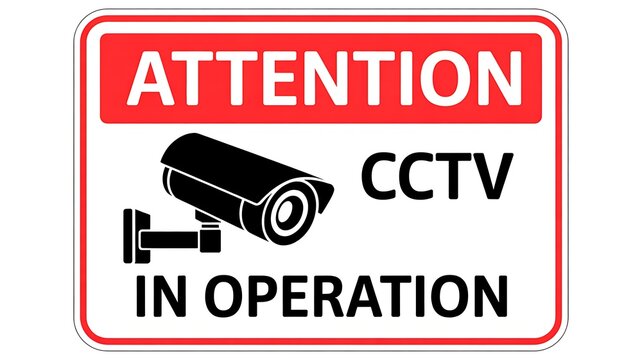 Attention sign indicating that cctv cameras are in operation and monitoring the area