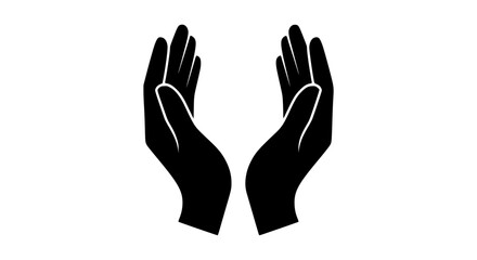 Obraz premium Protective hands icon in black minimalist style