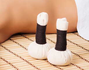 Young woman relaxing in a spa on a back massage