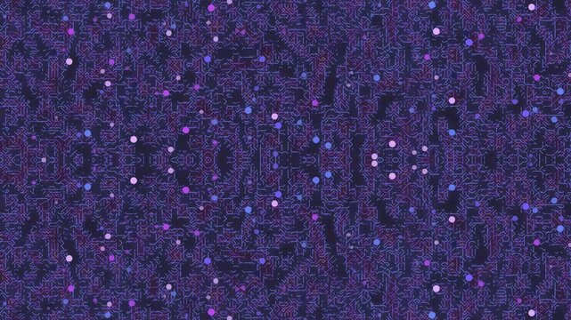 Abstract macro photograph of shimmering purple glitter particles and iridescent dust suspended in a dark, textured, organic backdrop, creating a magical, cosmic bokeh effect. Abstract