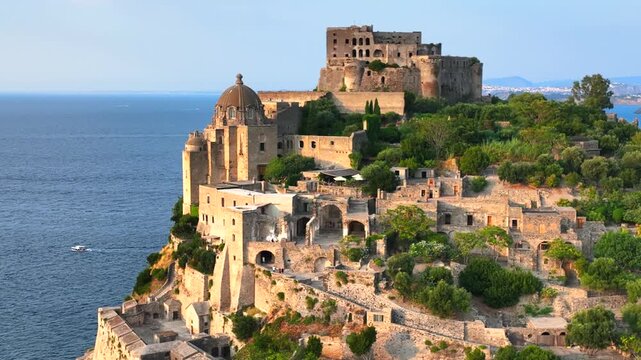 MIX DI 9 CLIP - Isola di Ischia, castello Aragonese, Golfo di Napoli, Italia. 
Gruppo di 9 clip aeree del Castello aragonese sull'isolotto di Ischia Ponte.